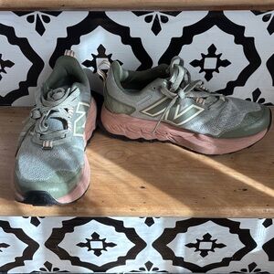 New Balance Women's Olive Green and Dusty Pink Running Sneakers